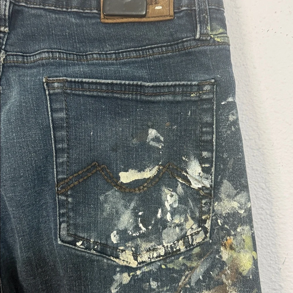 Urban Star Men Paint-Splatter Straight Leg Jeans Size 36x34
